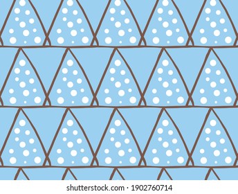 Vector texture background, seamless pattern. Hand drawn, blue, brown and white colors.