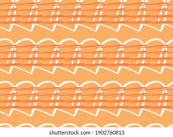 Vector texture background, seamless pattern. Hand drawn, orange and white colors.