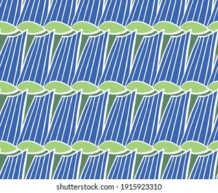 Vector texture background, seamless pattern. Hand drawn, blue, green and white colors.