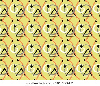 Vector texture background, seamless pattern. Hand drawn, yellow, black, orange, white and grey colors.