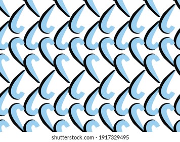 Vector texture background, seamless pattern. Hand drawn, blue, black and white colors.