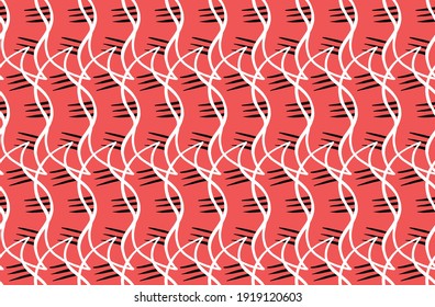 Vector texture background, seamless pattern. Hand drawn, red, white and black colors.