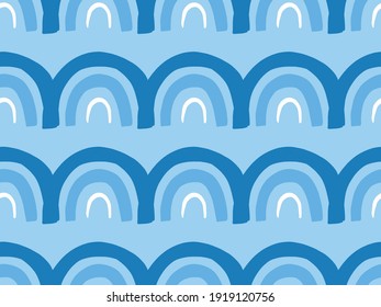Vector texture background, seamless pattern. Hand drawn, blue and white colors.