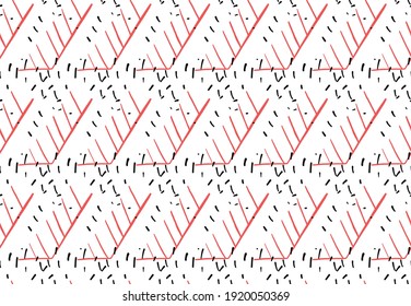 Vector texture background, seamless pattern. Hand drawn, white, red and black colors.