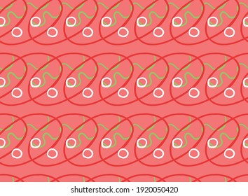 Vector texture background, seamless pattern. Hand drawn, red, green and white colors.