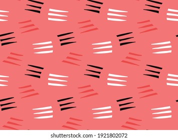 Vector texture background, seamless pattern. Hand drawn, red, black and white colors.