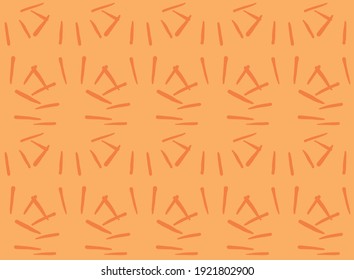 Vector texture background, seamless pattern. Hand drawn and orange colors.