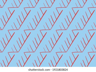 Vector texture background, seamless pattern. Hand drawn, blue and red colors.