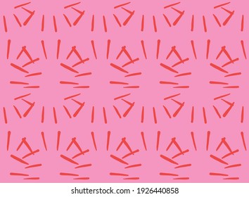 Vector texture background, seamless pattern. Hand drawn, pink and red colors.