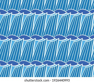 Vector texture background, seamless pattern. Hand drawn, blue and white colors.