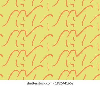 Vector texture background, seamless pattern. Hand drawn, yellow and orange colors.