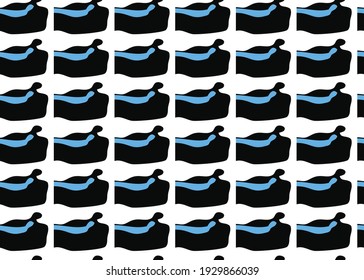 Vector texture background, seamless pattern. Hand drawn, black, blue and white colors.