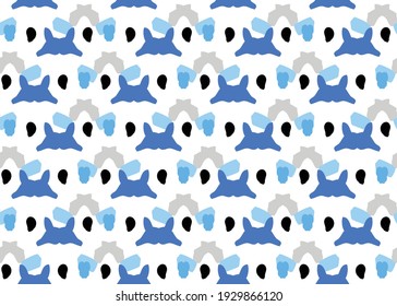 Vector texture background, seamless pattern. Hand drawn, blue, grey, black and white colors.