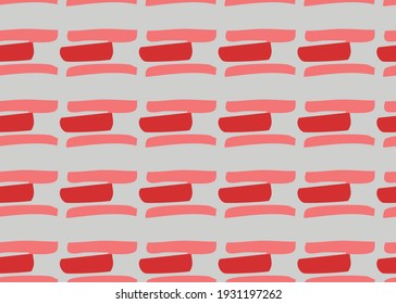 Vector texture background, seamless pattern. Hand drawn, grey and red colors.