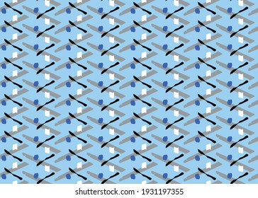 Vector texture background, seamless pattern. Hand drawn, blue, grey, black and white colors.