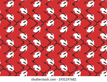 Vector texture background, seamless pattern. Hand drawn, red, white and black colors.