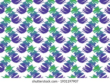 Vector texture background, seamless pattern. Hand drawn, green, purple and white colors.