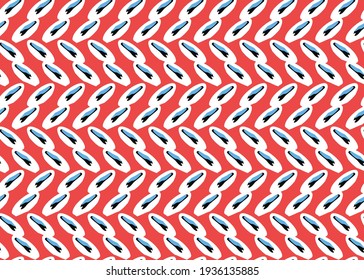 Vector texture background, seamless pattern. Hand drawn, red, blue, black and white colors.