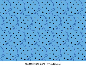 Vector texture background, seamless pattern. Hand drawn, blue and black colors.