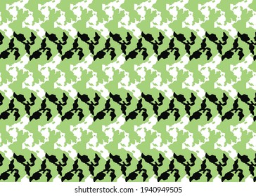 Vector texture background, seamless pattern. Hand drawn, green, white and black colors.