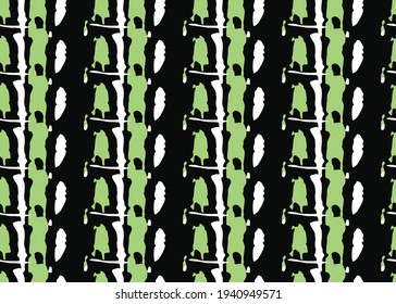 Vector texture background, seamless pattern. Hand drawn, green, black and white colors.