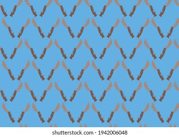 Vector texture background, seamless pattern. Hand drawn, blue and brown colors.