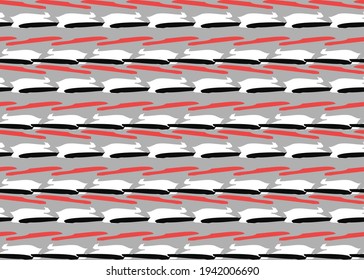 Vector texture background, seamless pattern. Hand drawn, grey, red, black and white colors.