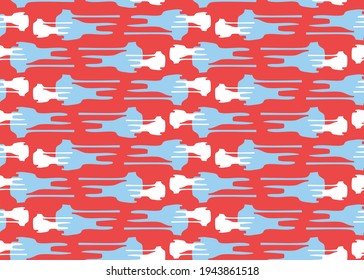 Vector texture background, seamless pattern. Hand drawn, red, blue and white colors.