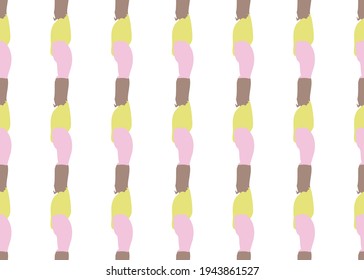 Vector texture background, seamless pattern. Hand drawn, pink, brown, yellow and white colors.