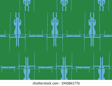 Vector texture background, seamless pattern. Hand drawn, green and blue colors.