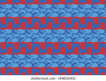 Vector texture background, seamless pattern. Hand drawn, blue and red colors.