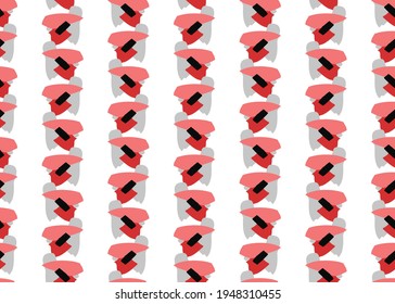 Vector texture background, seamless pattern. Hand drawn, red, black, grey and white colors.