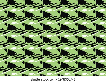Vector texture background, seamless pattern. Hand drawn, green, black and white colors.