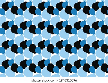Vector texture background, seamless pattern. Hand drawn, blue, black and white colors.