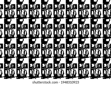 Vector texture background, seamless pattern. Hand drawn, black and white colors.