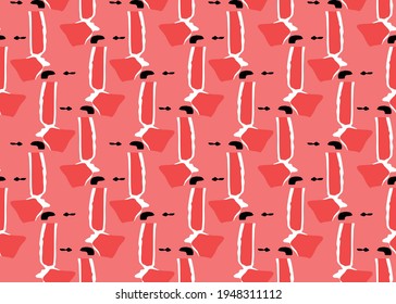 Vector texture background, seamless pattern. Hand drawn, red, white and black colors.