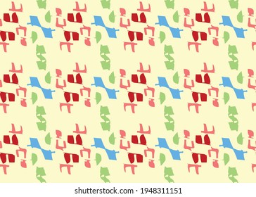 Vector texture background, seamless pattern. Hand drawn, yellow, red, green and blue colors.