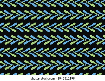 Vector texture background, seamless pattern. Hand drawn, black, blue and green colors.