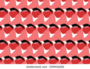 Vector texture background, seamless pattern. Hand drawn, red, black and wihte colors.