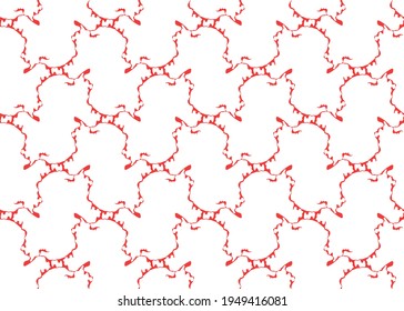 Vector texture background, seamless pattern. Hand drawn, red and white colors.