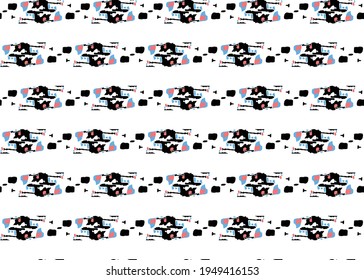 Vector texture background, seamless pattern. Hand drawn, black, red, blue and white colors.