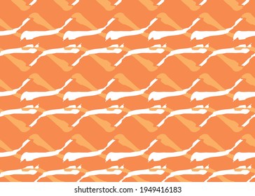Vector texture background, seamless pattern. Hand drawn, orange and white colors.