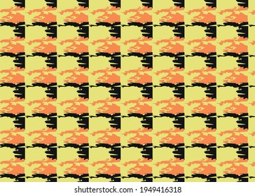 Vector texture background, seamless pattern. Hand drawn, black, orange and yellow colors.