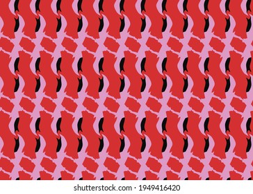 Vector texture background, seamless pattern. Hand drawn, pink, red and black colors.