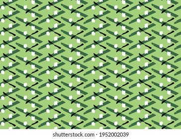 Vector texture background, seamless pattern. Hand drawn, green, black and white colors.