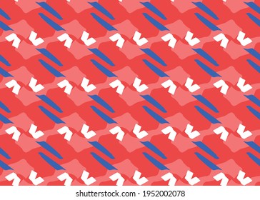 Vector texture background, seamless pattern. Hand drawn, red, blue and white colors.