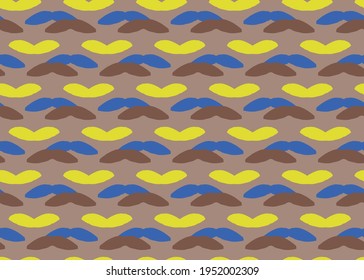 Vector texture background, seamless pattern. Hand drawn, brown, yellow and blue colors.