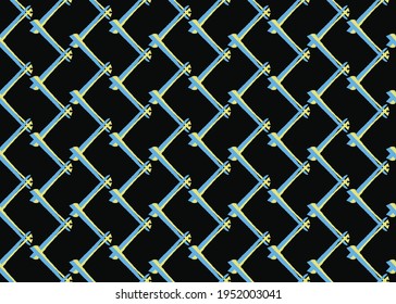 Vector texture background, seamless pattern. Hand drawn, black, blue and yellow colors.