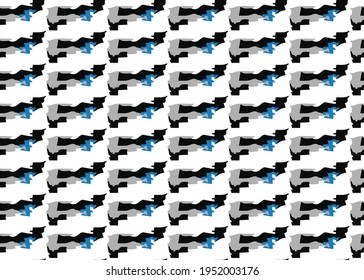 Vector texture background, seamless pattern. Hand drawn, black, grey, blue and white colors.