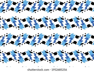 Vector texture background, seamless pattern. Hand drawn, blue, black and white colors.